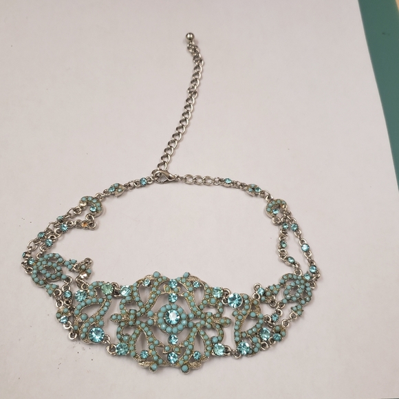 VCLM Noblesse Collection, Vintage, Australian Crystal turquoise silver choker - Picture 6 of 13
